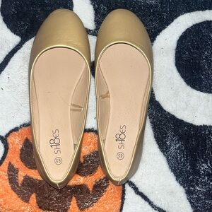 Sh18es gold ballerina flat shoes used once size 6.5 women
